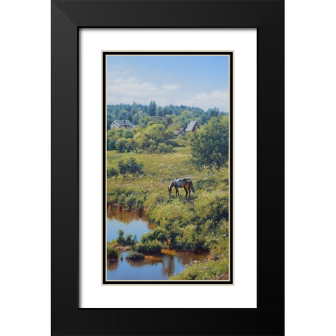 Etude near Village Nikolayaevka Black Modern Wood Framed Art Print with Double Matting by Adamov, Alexey
