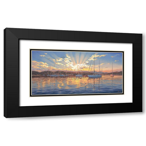 Sunrise Above the Yacht Black Modern Wood Framed Art Print with Double Matting by Adamov, Alexey