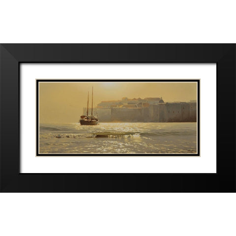 By Walls from Old City Black Modern Wood Framed Art Print with Double Matting by Adamov, Alexey