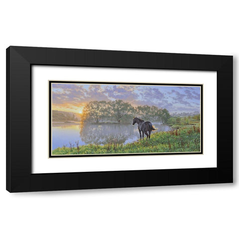 Sunrise Black Modern Wood Framed Art Print with Double Matting by Adamov, Alexey