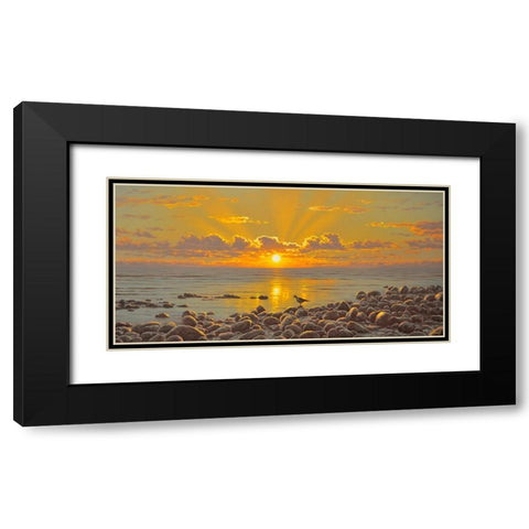 Evening by the Sea Black Modern Wood Framed Art Print with Double Matting by Adamov, Alexey
