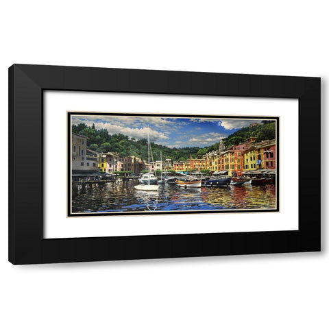 Town by the Sea Black Modern Wood Framed Art Print with Double Matting by Adamov, Alexey