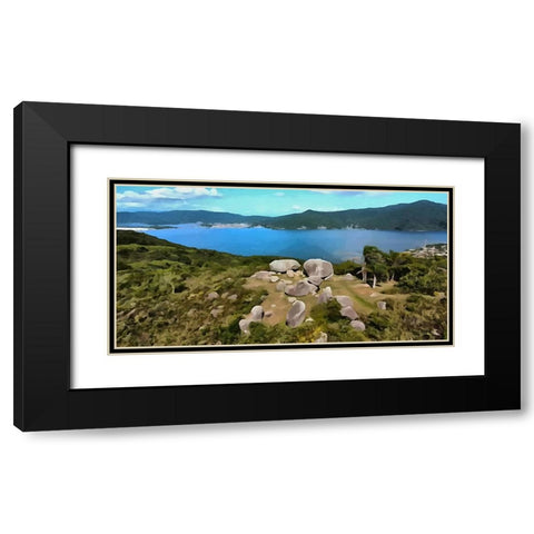 Big Stones near the Sea II Black Modern Wood Framed Art Print with Double Matting by Medeiros, Celito
