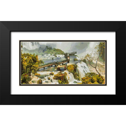 Iguazu Watterfalls I Black Modern Wood Framed Art Print with Double Matting by Medeiros, Celito