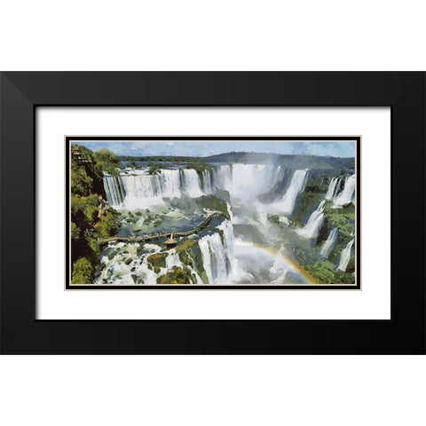 Iguazu Watterfalls III Black Modern Wood Framed Art Print with Double Matting by Medeiros, Celito
