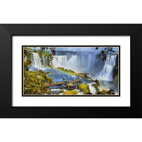 Iguazu Watterfalls IV Black Modern Wood Framed Art Print with Double Matting by Medeiros, Celito