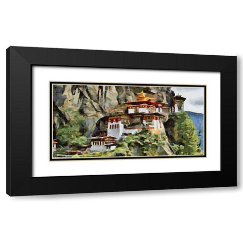 An Asian Monastery Black Modern Wood Framed Art Print with Double Matting by Medeiros, Celito