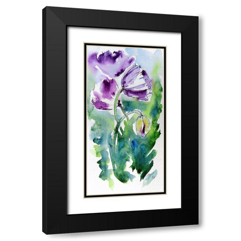 Purple Poppies Black Modern Wood Framed Art Print with Double Matting by Kovacs, Anna Brigite