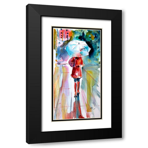 Girl with Umbrella Black Modern Wood Framed Art Print with Double Matting by Kovacs, Anna Brigite