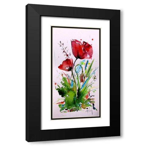 Sweet Poppies Black Modern Wood Framed Art Print with Double Matting by Kovacs, Anna Brigite