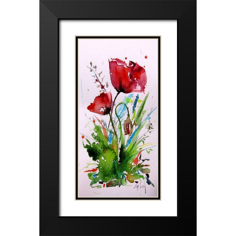Sweet Poppies Black Modern Wood Framed Art Print with Double Matting by Kovacs, Anna Brigite