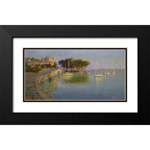 Evening Black Modern Wood Framed Art Print with Double Matting by Obuchovsky, Yury