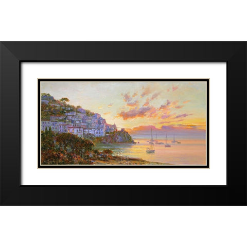 Amalfi. Extinguishing Day Black Modern Wood Framed Art Print with Double Matting by Obuchovsky, Yury