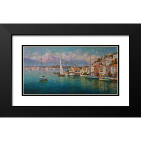 Island Poros Black Modern Wood Framed Art Print with Double Matting by Obuchovsky, Yury