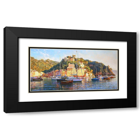 Portofino. Morning Light Black Modern Wood Framed Art Print with Double Matting by Obuchovsky, Yury