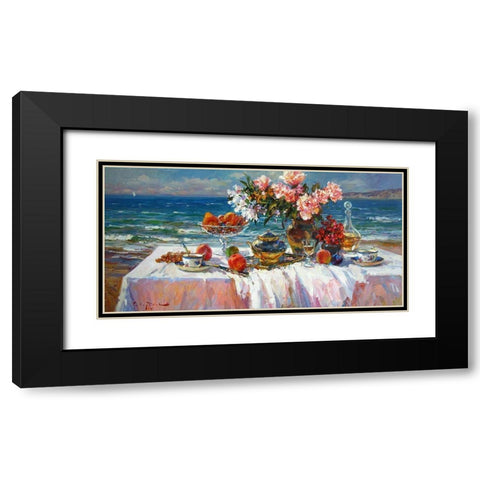 A Table by the Sea I Black Modern Wood Framed Art Print with Double Matting by Sviridov, Sergei