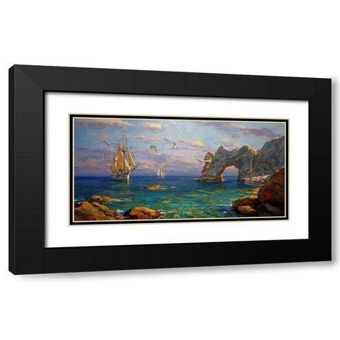 Famous Rock on Crimea Black Modern Wood Framed Art Print with Double Matting by Sviridov, Sergei