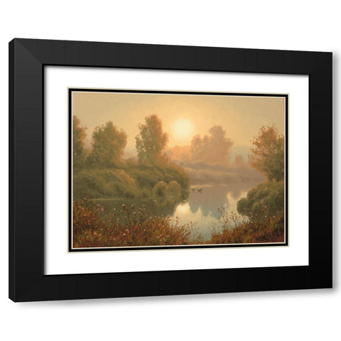 The Fog by Sunrise Black Modern Wood Framed Art Print with Double Matting by Adamov, Alexey