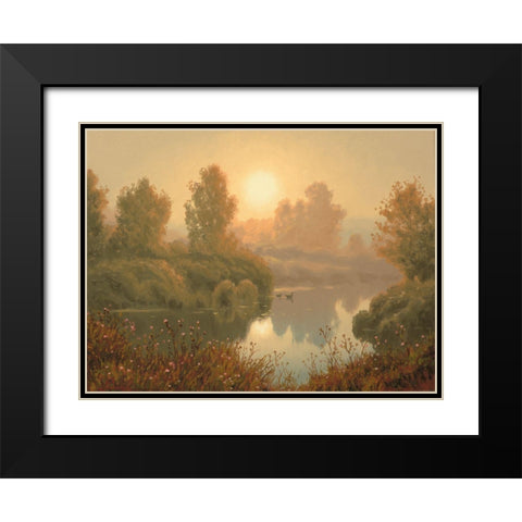 The Fog by Sunrise Black Modern Wood Framed Art Print with Double Matting by Adamov, Alexey