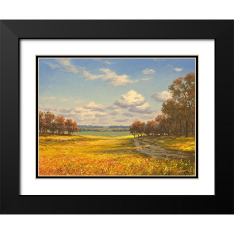 Autumn Field Black Modern Wood Framed Art Print with Double Matting by Adamov, Alexey