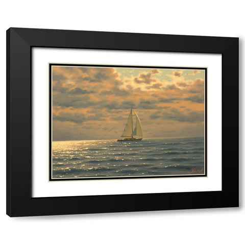 Sail on the Sea Black Modern Wood Framed Art Print with Double Matting by Adamov, Alexey