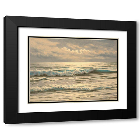 Just Waves Black Modern Wood Framed Art Print with Double Matting by Adamov, Alexey