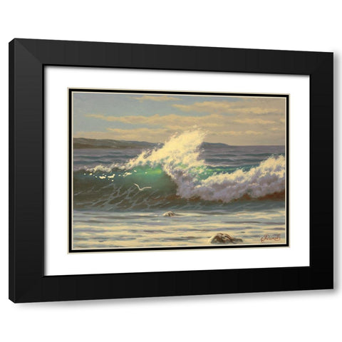 Big Wave Black Modern Wood Framed Art Print with Double Matting by Adamov, Alexey