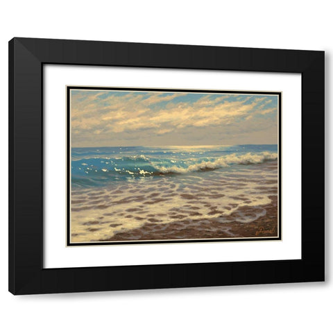 Waves by the coast Black Modern Wood Framed Art Print with Double Matting by Adamov, Alexey