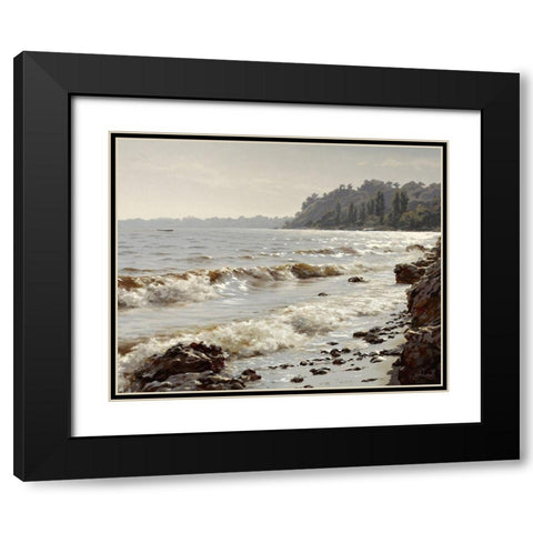 Sunshine Surf Black Modern Wood Framed Art Print with Double Matting by Adamov, Alexey