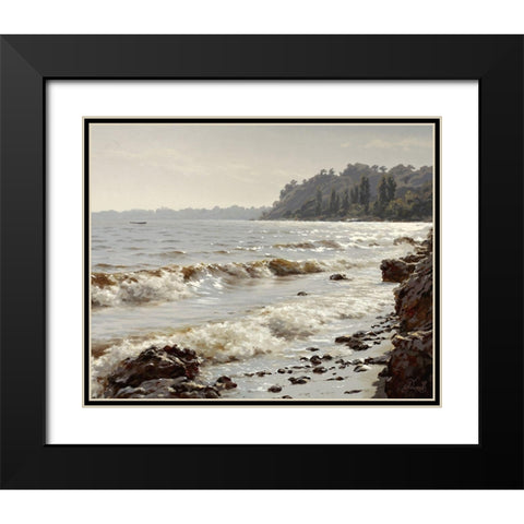 Sunshine Surf Black Modern Wood Framed Art Print with Double Matting by Adamov, Alexey