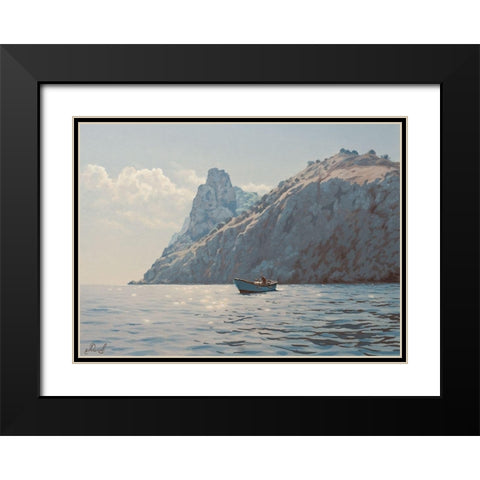 Ride by the Rocks Black Modern Wood Framed Art Print with Double Matting by Adamov, Alexey
