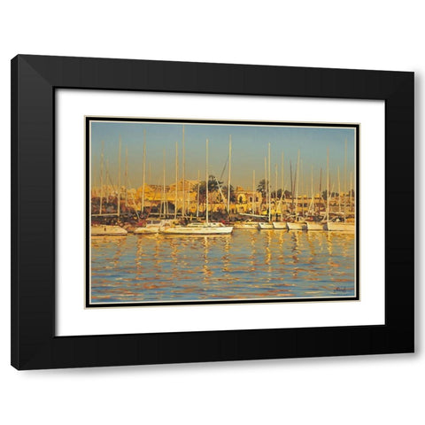 Sunshine Port Black Modern Wood Framed Art Print with Double Matting by Adamov, Alexey