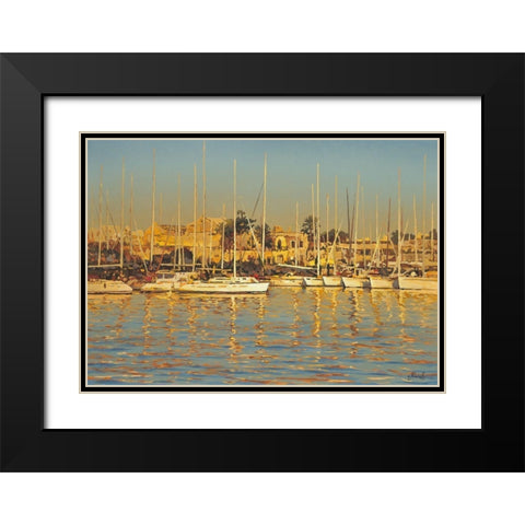 Sunshine Port Black Modern Wood Framed Art Print with Double Matting by Adamov, Alexey