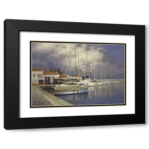 Yacht Club Black Modern Wood Framed Art Print with Double Matting by Adamov, Alexey