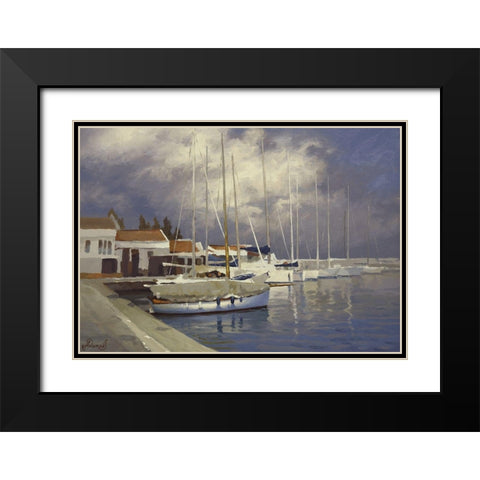 Yacht Club Black Modern Wood Framed Art Print with Double Matting by Adamov, Alexey