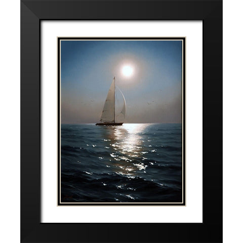 Sailboat Black Modern Wood Framed Art Print with Double Matting by Adamov, Alexey