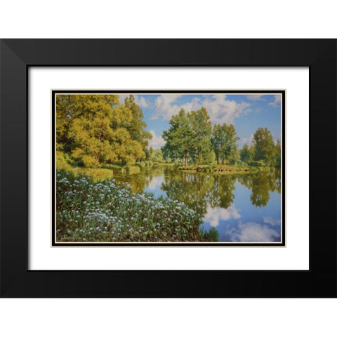 The Lake Black Modern Wood Framed Art Print with Double Matting by Adamov, Alexey