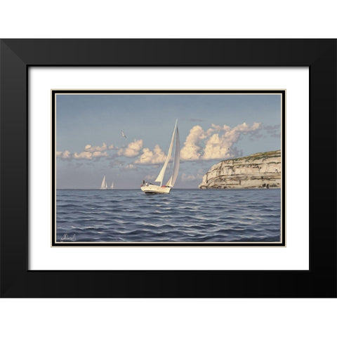 Sunshine Day on the Sea Black Modern Wood Framed Art Print with Double Matting by Adamov, Alexey