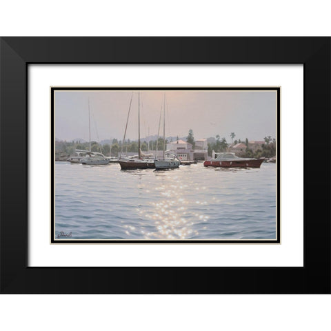 The Port in Croatia Black Modern Wood Framed Art Print with Double Matting by Adamov, Alexey