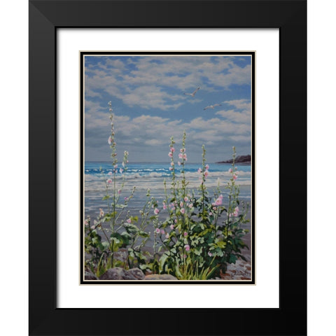 Flowers by the Sea Black Modern Wood Framed Art Print with Double Matting by Adamov, Alexey