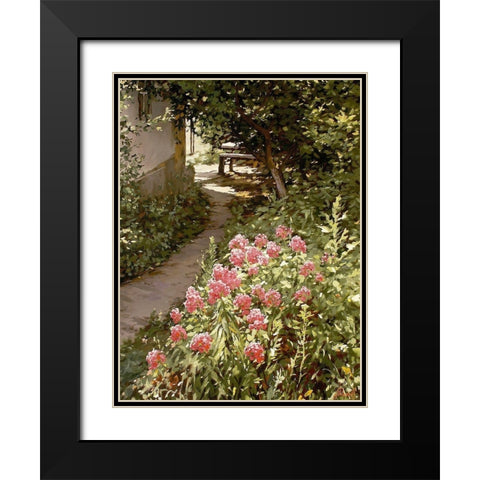 Grandmothers Courtyard Black Modern Wood Framed Art Print with Double Matting by Adamov, Alexey