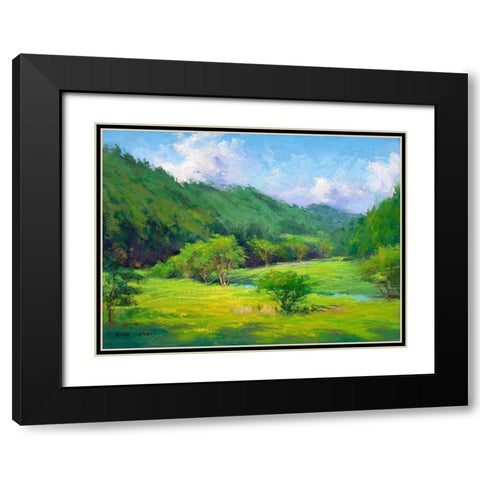 Summer Greens Black Modern Wood Framed Art Print with Double Matting by Chaney, Alan