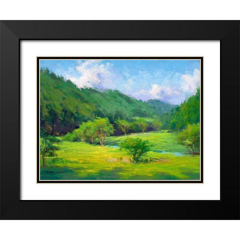 Summer Greens Black Modern Wood Framed Art Print with Double Matting by Chaney, Alan