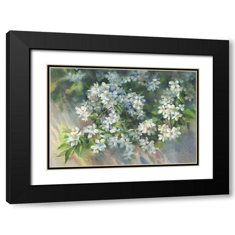 Jasmin Branch on the Fence Black Modern Wood Framed Art Print with Double Matting by Besedina, Anastasiia