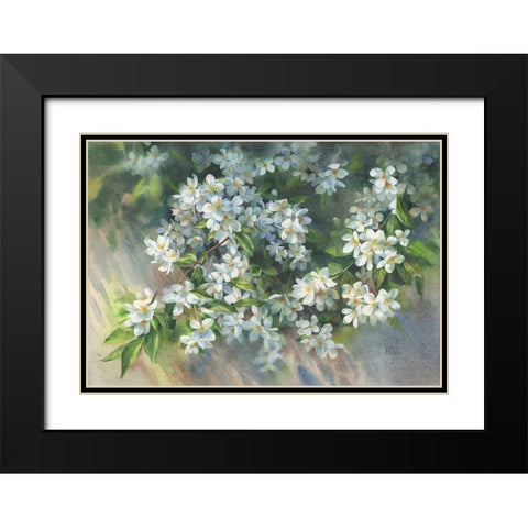 Jasmin Branch on the Fence Black Modern Wood Framed Art Print with Double Matting by Besedina, Anastasiia