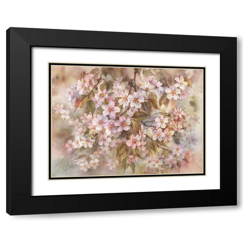 Sakura Black Modern Wood Framed Art Print with Double Matting by Besedina, Anastasiia