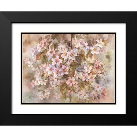 Sakura Black Modern Wood Framed Art Print with Double Matting by Besedina, Anastasiia