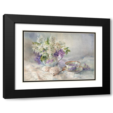 Tea with Lilac Black Modern Wood Framed Art Print with Double Matting by Besedina, Anastasiia