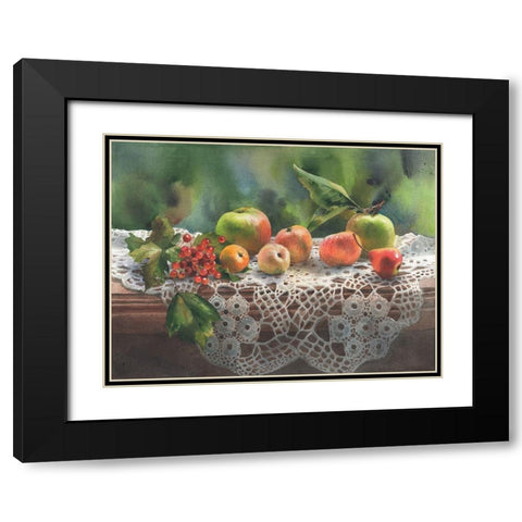 Autumn Fruits Black Modern Wood Framed Art Print with Double Matting by Besedina, Anastasiia