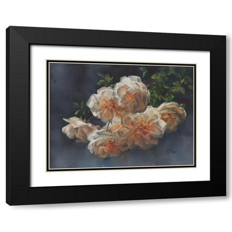 White Flowers on dark Background Black Modern Wood Framed Art Print with Double Matting by Besedina, Anastasiia